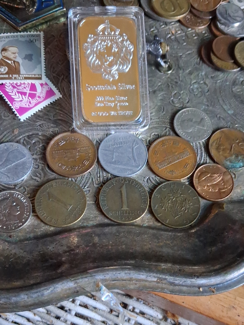 Silver Billion Bar&pre 1965 World Coinage
